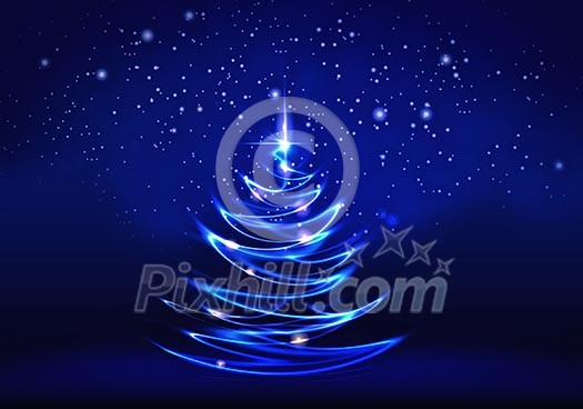 Conceptual blue image with christmas tree theme Conceptual blue image with christmas tree theme