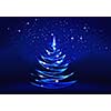 Conceptual blue image with christmas tree theme