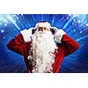 Santa Claus wearing headphones and enjoying music