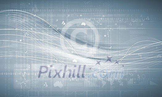Media background image with icons and binary code Media background image with icons and binary code