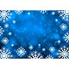 Blue Christmas background with snowflakes and lights