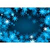 Blue Christmas background with snowflakes and lights