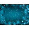 Blue Christmas background with snowflakes and lights