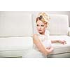 Gorgeous bride on her wedding day (color toned image; shallow DOF)
