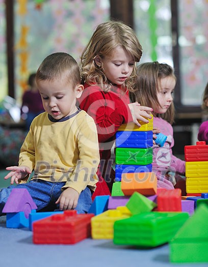 happy child kids group have fun and play at kindergarden indoor preschool education concept with teacher happy child kids group have fun and play at kindergarden indoor preschool education concept with teacher