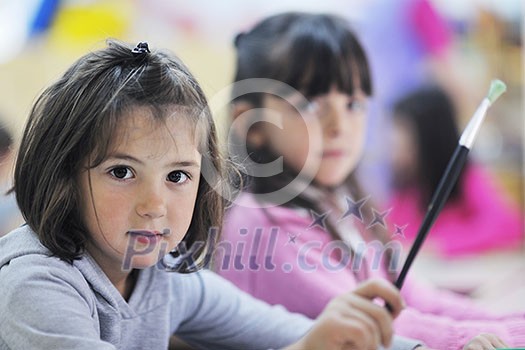 happy child kids group have fun and play at kindergarden indoor preschool education concept with teacher happy child kids group have fun and play at kindergarden indoor preschool education concept with teacher