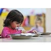 happy child kids group have fun and play at kindergarden indoor preschool education concept with  teacher