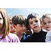 happy child kids group have fun and play at kindergarden indoor preschool education concept with  teacher
