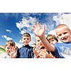 happy child kids group have fun and play at kindergarden indoor preschool education concept with  teacher