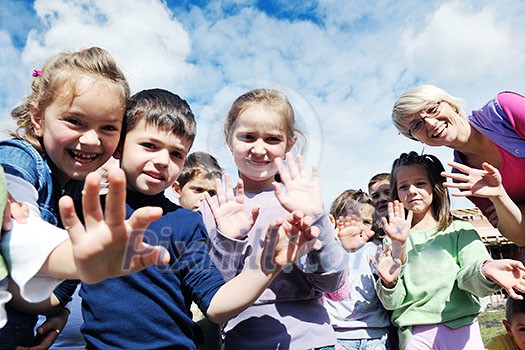 happy child kids group have fun and play at kindergarden indoor preschool education concept with teacher happy child kids group have fun and play at kindergarden indoor preschool education concept with teacher