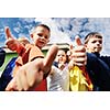 happy child kids group have fun and play at kindergarden outdoor preschool education concept with  teacher