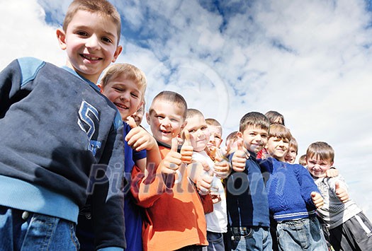 happy child kids group have fun and play at kindergarden outdoor preschool education concept with teacher happy child kids group have fun and play at kindergarden outdoor preschool education concept with teacher