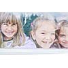 happy child kids group have fun and play at kindergarden indoor preschool education concept with  teacher