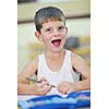 happy child kids group have fun and play at kindergarden indoor preschool education concept with  teacher