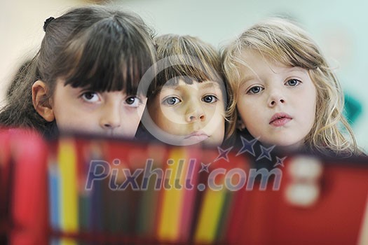 happy child kids group have fun and play at kindergarden indoor preschool education concept with teacher happy child kids group have fun and play at kindergarden indoor preschool education concept with teacher