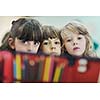 happy child kids group have fun and play at kindergarden indoor preschool education concept with  teacher