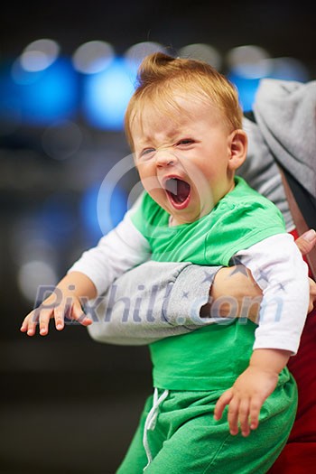 young mother with baby in shopping mall supermarket store buying food and grocery young mother with baby in shopping mall supermarket store buying food and grocery
