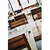 luxury restaurant indoor with nice dishwareand decoration 