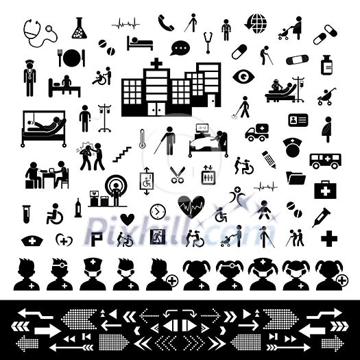 vector doctor and hospital icon set vector doctor and hospital icon set