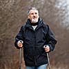 Senior man nordic walking