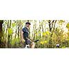 Senior man on his mountain bike outdoors