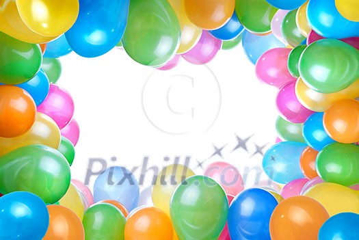 frame from color balloons isolated on white frame from color balloons isolated on white