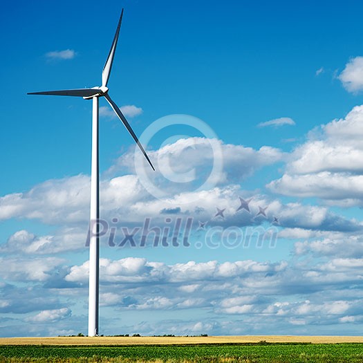 Wind generator turbine on summer landscape Wind generator turbine on summer landscape