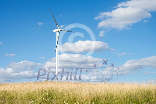 Wind generator turbine on summer landscape Wind generator turbine on summer landscape