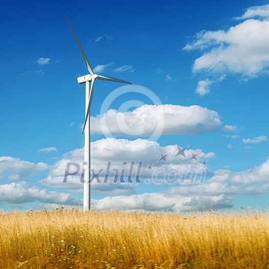Wind generator turbine on summer landscape Wind generator turbine on summer landscape