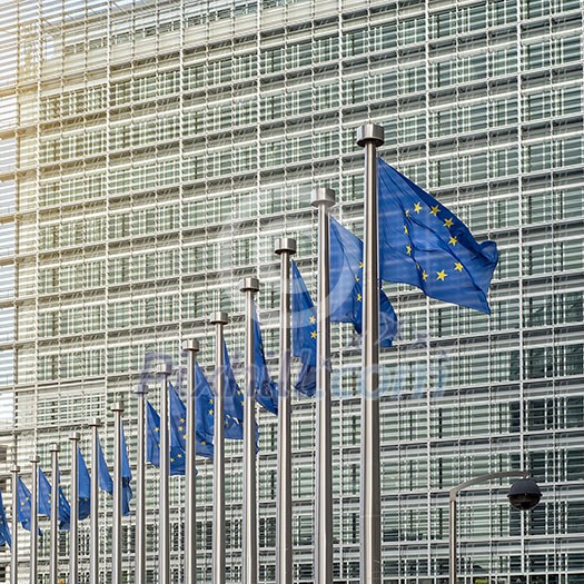 European Union flags in front of the Berlaymont building (European commission) in Brussels, Belgium. European Union flags in front of the Berlaymont building (European commission) in Brussels, Belgium.
