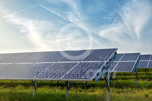 solar panels under blue sky solar panels under blue sky