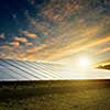 solar panels under blue sky on sunset