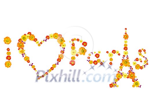 i love paris with eiffel tower from flowers isolated on white i love paris with eiffel tower from flowers isolated on white