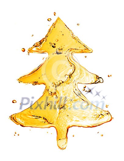 fir tree from orange water splash isolated on white fir tree from orange water splash isolated on white