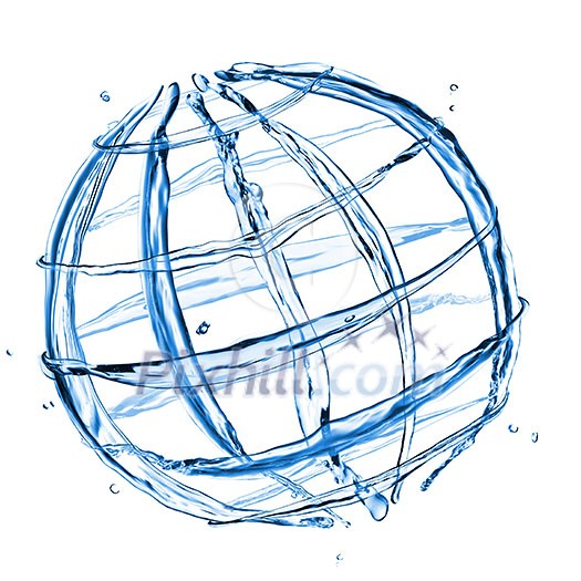 abstract globe from water splashes isolated on white abstract globe from water splashes isolated on white