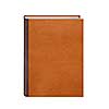 Book with brown leather hardcover isolated on white background
