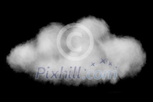 white puffy cloud isolated on black background