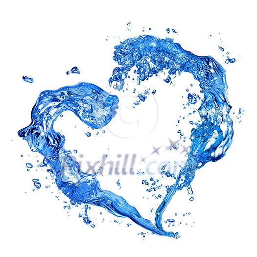 Heart from water splash with bubbles isolated on white Heart from water splash with bubbles isolated on white