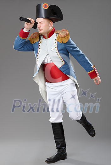 Actor dressed as Napoleon. Historical costume. Actor dressed as Napoleon. Historical costume.