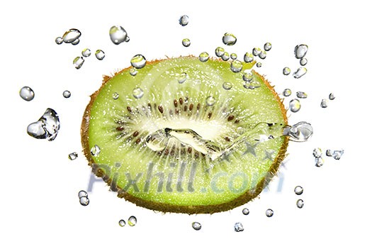 fresh water drops on kiwi isolated on white fresh water drops on kiwi isolated on white
