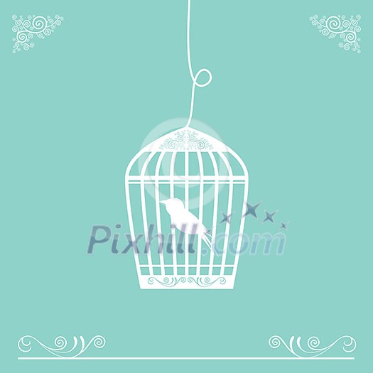 vector cute birdcage vintage design vector cute birdcage vintage design