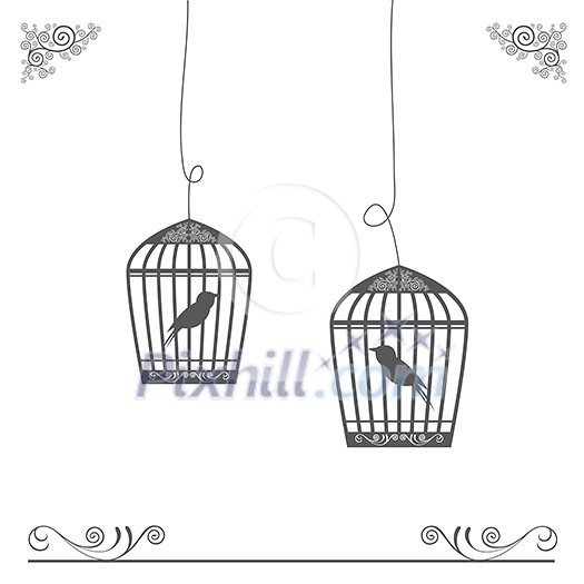 vector cute birdcage vintage design vector cute birdcage vintage design