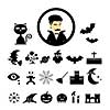 vector halloween icon set on white background  