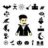 vector halloween icon set on white background 