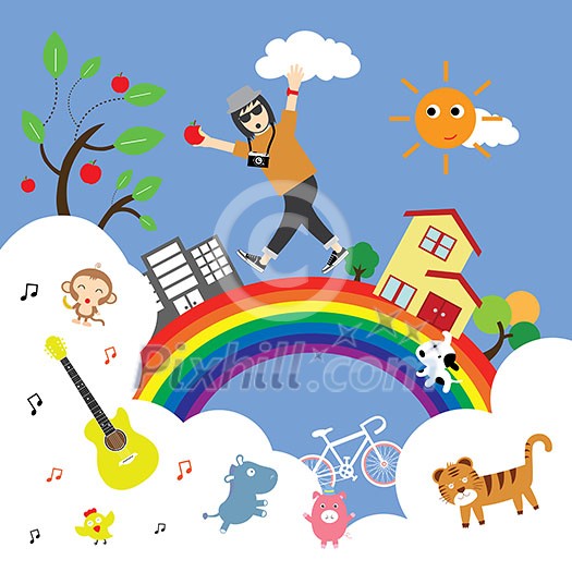 vector cartoon journey in nature vector cartoon journey in nature