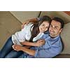 romantic happy young couple relax at home