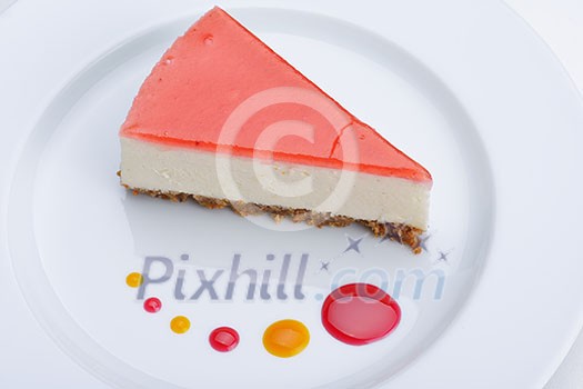 strawberry cheese cake isolated on white background strawberry cheese cake isolated on white background