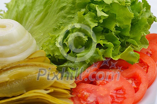 fresh organic eco vegetable salad,close-up isolated on white fresh organic eco vegetable salad,close-up isolated on white