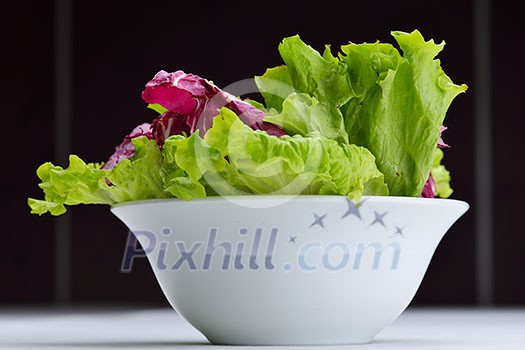 fresh organic eco vegetable salad,close-up isolated on white fresh organic eco vegetable salad,close-up isolated on white