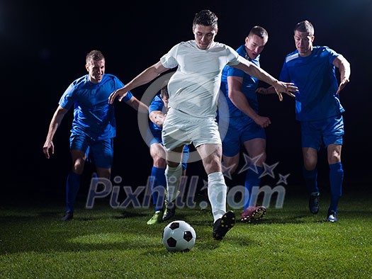 soccer football team player game duel isolated on black background soccer football team player game duel isolated on black background